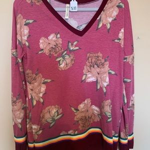 Pink Floral Long Sleeved Boutique Top